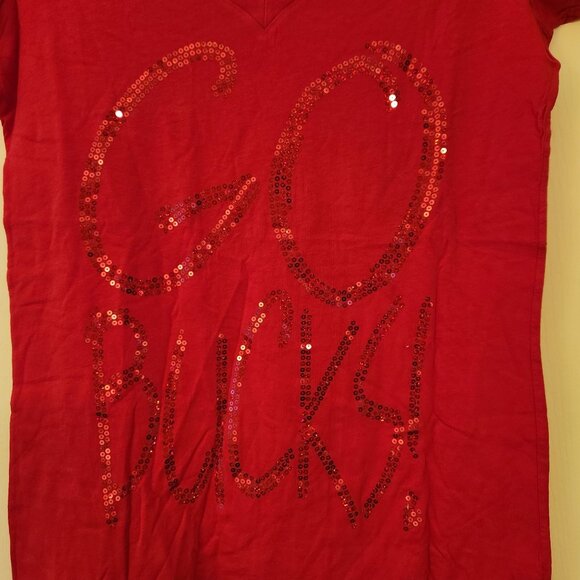 Ohio State Buckeyes Red T-Shirt With Sequin "Go Bucks" Design XL 100% Cotton - Picture 2 of 6